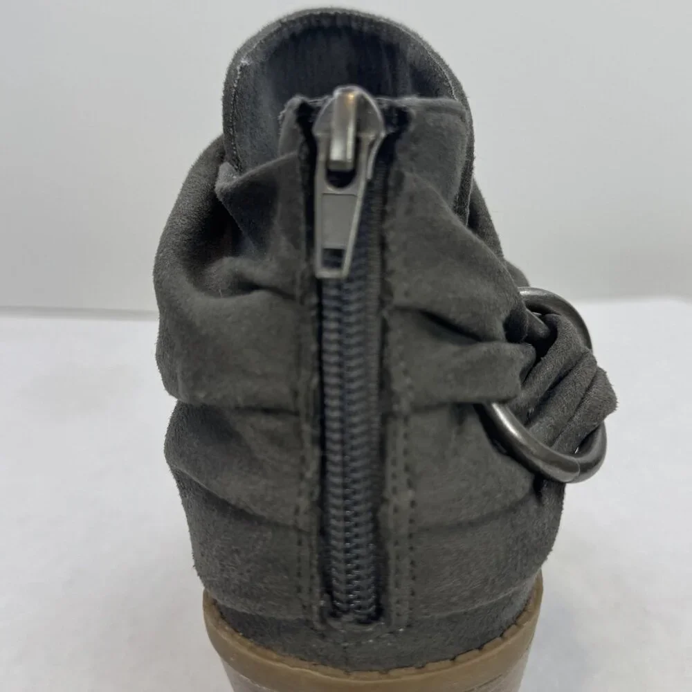 Rampage Vappy Womens Size 7M Grey Ruched Ring Ankle Bootie Chunky Suede Fabric - Picture 7 of 13